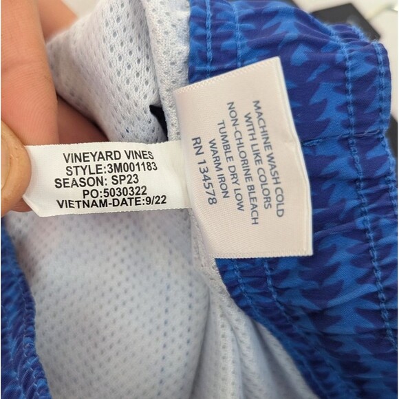 Vineyard Vines Blue, White, and Pink Striped Swim Shorts - Picture 7 of 7